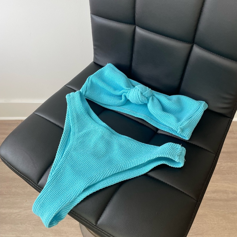 Chic Turquoise Bikini Set – Textured Design